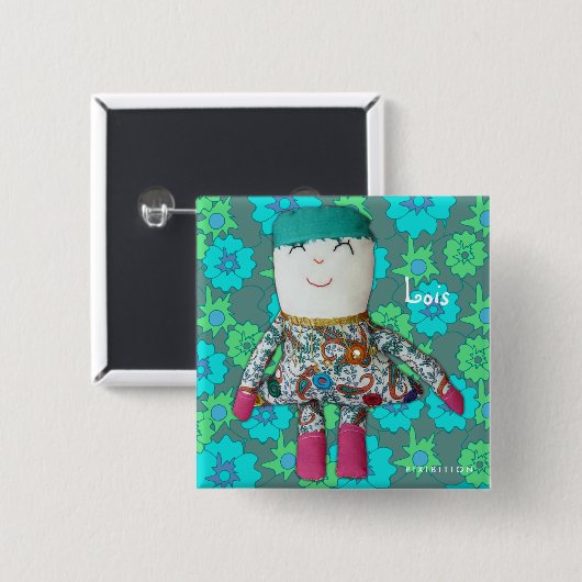 Loisの人形のヴィンテージは一流の正方形ボタンを加えます 缶バッジ (正面&裏面)