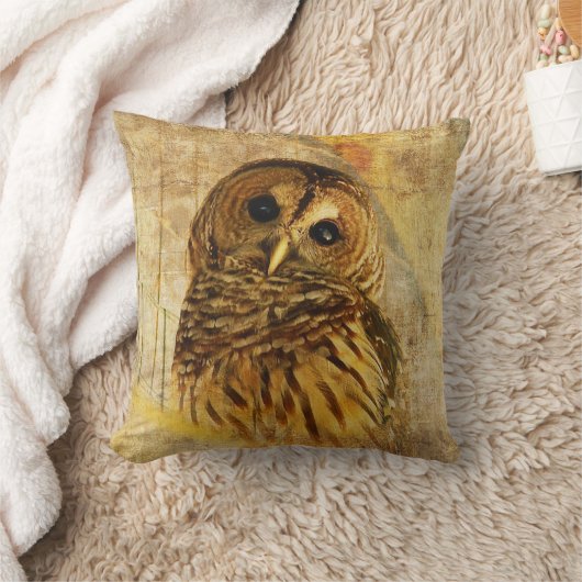 Lois Bryan著アメリカフクロウの枕 クッション (ブランケット)
