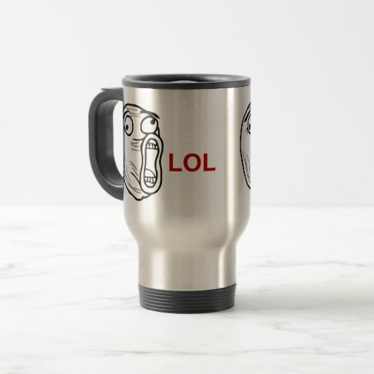 LOLの笑いの騒々しい激怒の顔のミーム トラベルマグ (正面左)