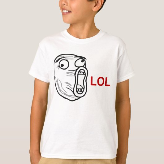 LOLの笑いの騒々しい激怒の顔のミーム Tシャツ (正面)