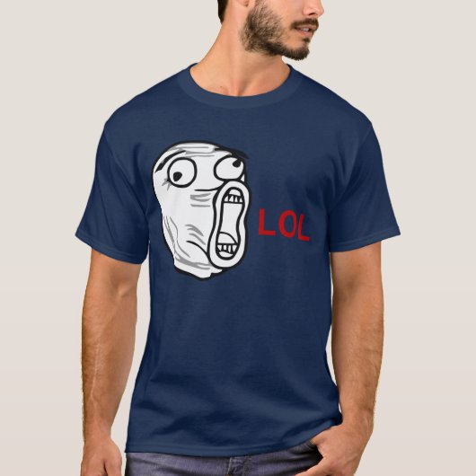 LOLの笑いの騒々しい激怒の顔のミーム Tシャツ (正面)