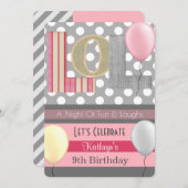 "LOL"ガールスランバーパーティー誕生日 招待状 (正面/裏面)