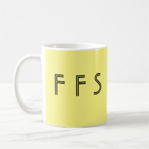 "LOL" "FFS"の最小主義の黄色く黒いおもしろいか気違い コーヒーマグカップ