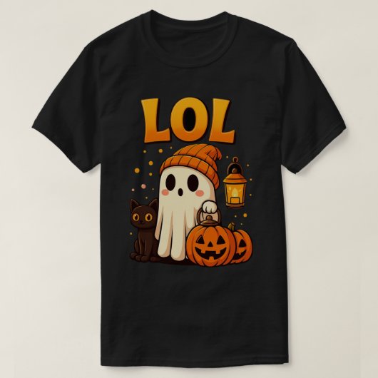 LOL Ghost Halloween T-Shirt | Cute Spooky Pumpkin  Tシャツ (デザイン正面)