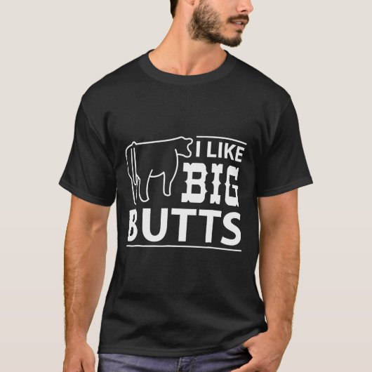 Lol I Like おもしろい Big Silhouette牛お尻 Tシャツ (正面)