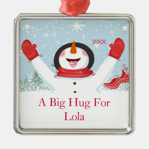 Lolaのクリスマスの雪だるまのオーナメントのための抱擁 メタルオーナメント