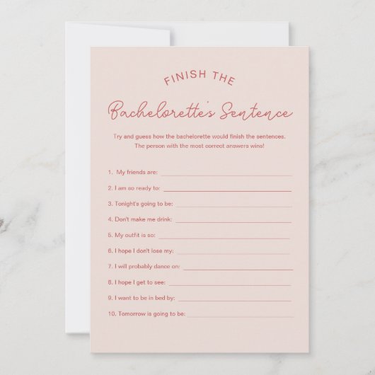 LOLAのフレーズバチェロレッテゲームを終了 招待状 (正面)