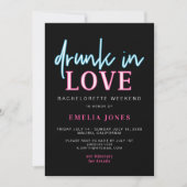 LOLA編集可能ネオン飲インラブバチェロレッテ 招待状 (正面)