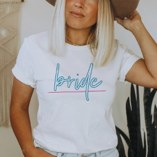 LOLA ネオン ブルーとピンク 90年代 花嫁 卒花パーティー Tシャツ