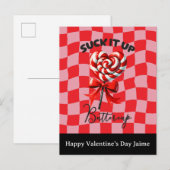 Lollipop Candy Funny Valentines Day Postcard ポストカード (正面/裏面)