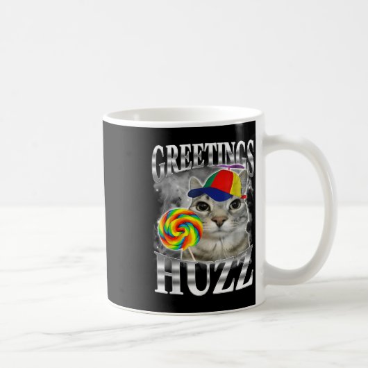 Lollipop Cat Meme Greetings Huzz Funny Silly Cat H コーヒーマグカップ (右)