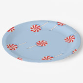 Lollipop Sweet Candy Blue Kids Birthday Party ペーパープレート (アングル)