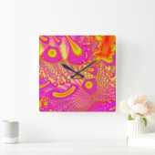 LollyPoPの3Dによって溶かされるガラスフラクタル スクエア壁時計 (ホーム)