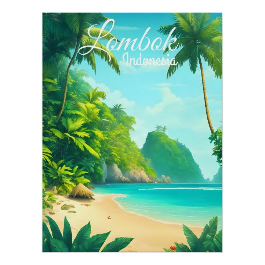 Lombok Indonesia Travel Poster ポスター (正面)