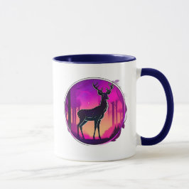 L'ombre d'un cerf sur fond coloré. マグカップ