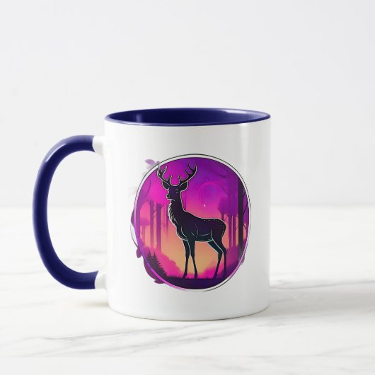 L'ombre d'un cerf sur fond coloré. マグカップ (左)