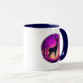 L'ombre d'un cerf sur fond coloré. マグカップ (正面右)