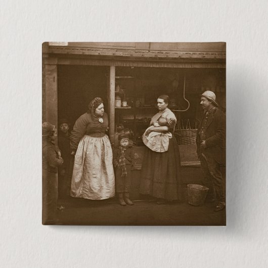 「Lonの街の生活からの洪水からの被害者、 缶バッジ (正面)