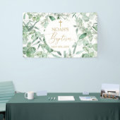 Lona Baptism Eucalyptus leaves greenery Banner 横断幕 (トレードショー)