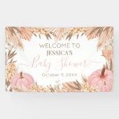 Lona Boho Pampas Pink Pumpkin baby shower Welcome  横断幕 (横)