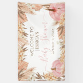 Lona Boho Pampas Pink Pumpkin baby shower Welcome 横断幕 (縦)