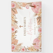 Lona Floral Boho Pampas Pink Pumpkin baptism 横断幕 (縦)