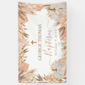 Lona Floral Boho Pampas White Pumpkin baptism 横断幕 (縦)