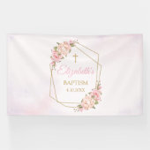 Lona Geometric Pink Floral Baptism Backdrop 横断幕 (横)