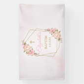 Lona Geometric Pink Floral Baptism Backdrop 横断幕 (縦)