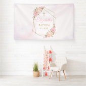 Lona Geometric Pink Floral Baptism Backdrop 横断幕 (インサイチュ)