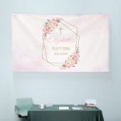 Lona Geometric Pink Floral Baptism Backdrop 横断幕 (トレードショー)