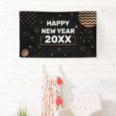 Lona HAPPY NEW YEAR banner black & gold 横断幕 (インサイチュ)