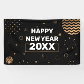 Lona HAPPY NEW YEAR banner black & gold 横断幕 (横)