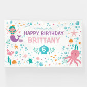 Lona Mermaid Under the Sea birthday banner 横断幕 (横)