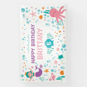 Lona Mermaid Under the Sea birthday banner 横断幕 (縦)