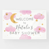 Lona Moon & Stars nubes rosas, pancarta de ducha d 横断幕 (横)