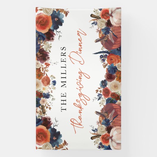 Lona Thanksgiving Dinner autumn fall pumpkins back 横断幕 (縦)