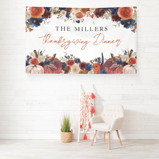 Lona Thanksgiving Dinner autumn fall pumpkins back 横断幕 (インサイチュ)