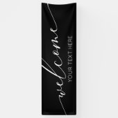 Lona WELCOME black and white Sign banner backdrop  横断幕 (縦)