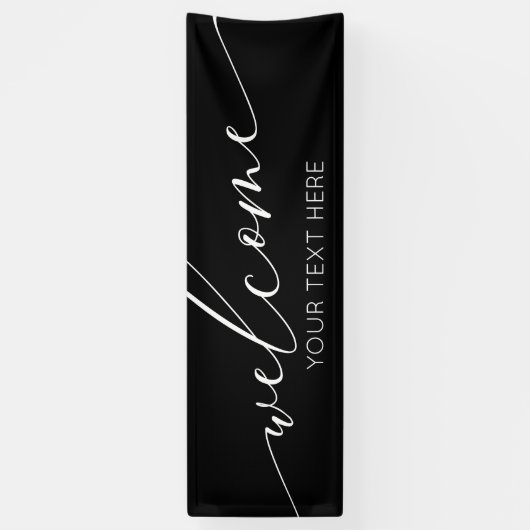 Lona WELCOME black and white Sign banner backdrop  横断幕 (縦)