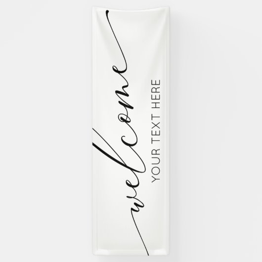 Lona WELCOME black and white Sign banner backdrop  横断幕 (縦)