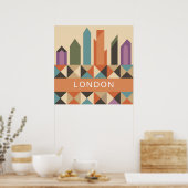 LONDONモダン抽象芸術幾何学図形 ポスター (キッチン)