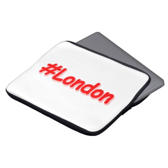 「#London」かわいいデザイン。買今 ラップトップスリーブ (正面上部)