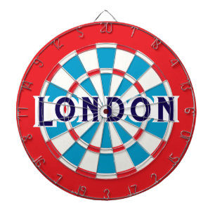 LONDON クラシックダークブルーテキスト + レッドボーダーデザイン ダーツボード