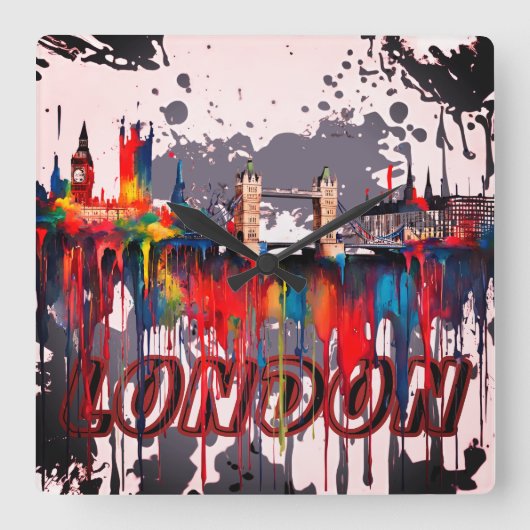 LONDON スクエア壁時計 (正面)