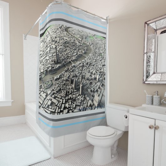 London 2015市内地図：空中表示シャワーカーテン シャワーカーテン (インサイチュ)