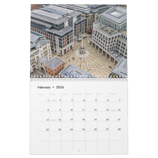London 2026 Calendar カレンダー (2月 2026)
