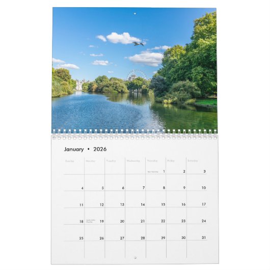 London 2026 Calendar カレンダー (1月 2026)