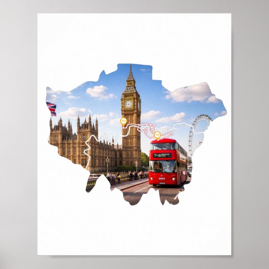 London 26.2 Marathoner Course Map Poster ポスター (正面)