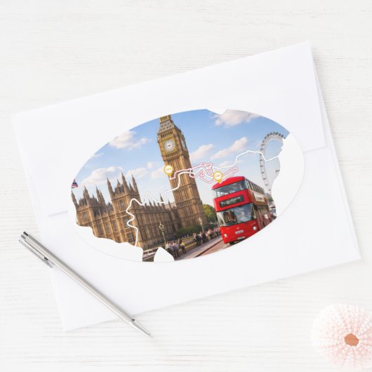 London 26.2 Marathoner Course Map Sticker 楕円形シール (封筒)